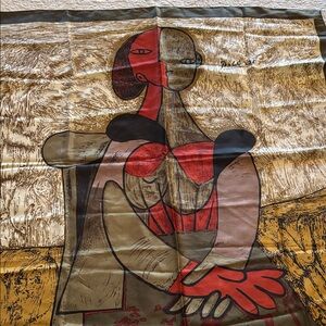 Abstract Picasso “woman sitting” depicted on a 36” square silk scarf- Multicolor